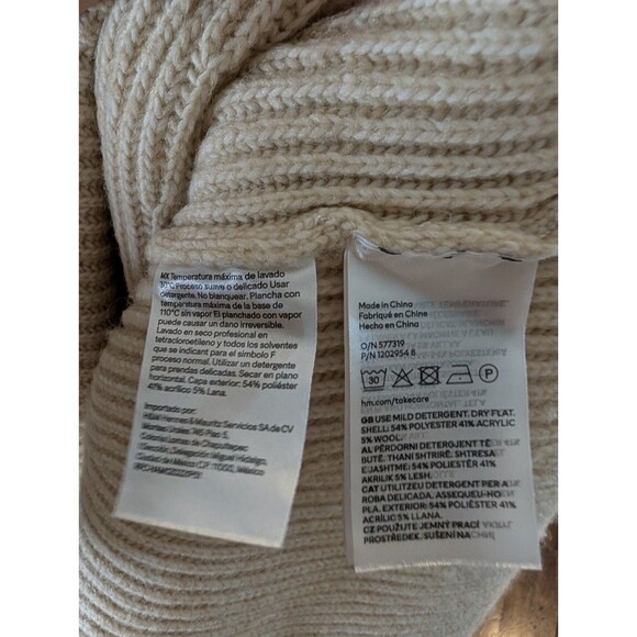 H&M Ribbed Knit High Waist Flared Midi Skirt Cream Beige - Picture 8 of 8